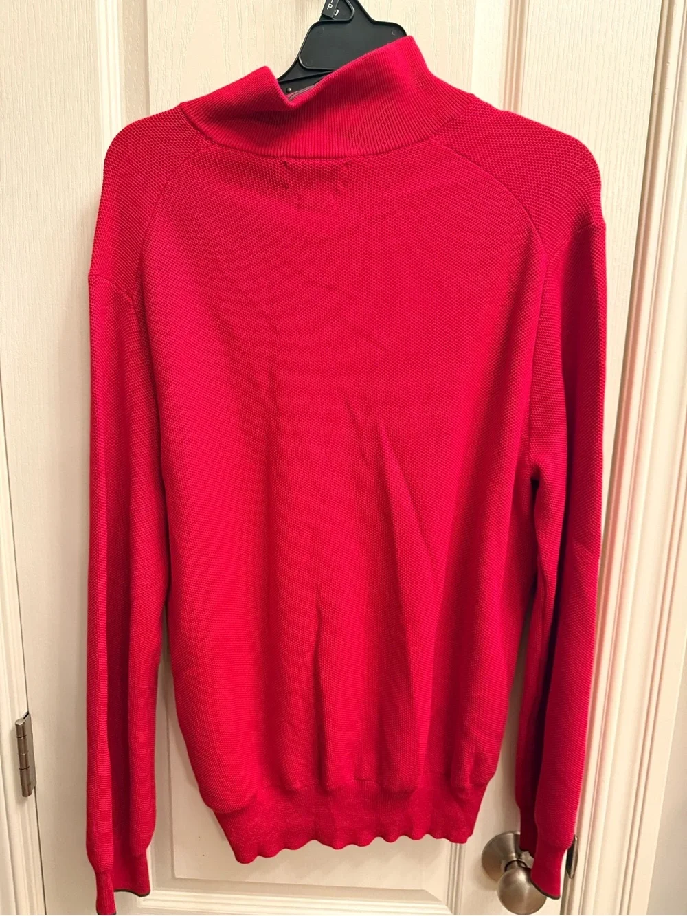 Polo by Ralph Lauren Men’s quarter-Zip Sweater in red. Size Large